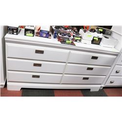 WHITE 6 DRAWER DRESSER 61.5X`16X32.5"H