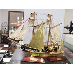 GROUP OF 3 SHIP ORNAMENTS