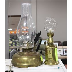 2 BRASS OIL LAMPS
