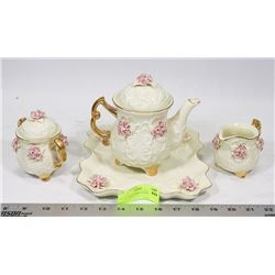 6PC TEA SET WITH PINK FLOWERS