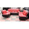 NEW BLK/RED LEATHERETTE 76" SOFA, 60" LOVESEAT &