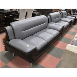 NEW BLK/GREY LEATHERETTE 76" SOFA, 60" LOVESEAT &