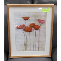 16"X20" ORANGE FLOWERS FRAMED ART.