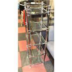 CHROME AND GLASS SHELF UNIT