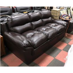 NEW DARK BROWN LEATHER THE BRICK "TISDALE" 84"