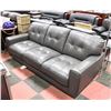 Image 1 : NEW GREY LEATHER THE BRICK "ABBEY GAYLE" 85" SOFA.
