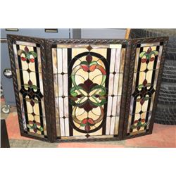 STAINED GLASS FIREPLACE SCREEN 31" HIGH, 40" WIDE