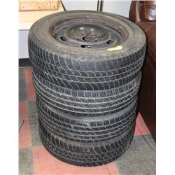 LOT OF FOUR 195/65/R15 TIRES, ON PT CRUISER RIMS