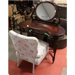 FLORAL FABRIC CHAIR W/ VANITY (40"X18.5"X29.5") &