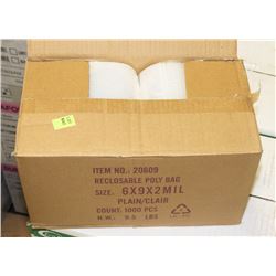 CASE OF 6X9X2ML RECLOSABLE POLY BAGS 1000PR CASE