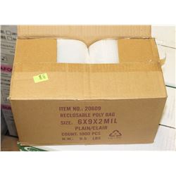 CASE OF 6X9X2ML RECLOSABLE POLY BAGS 1000PR CASE