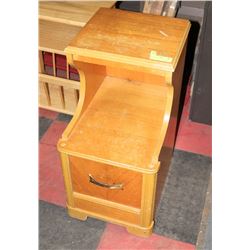 VINTAGE 2 TIER BEDSIDE TABLE, 14"X18"X28"