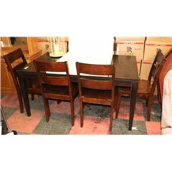 DINING TABLE (59.5"X35.5"X30") WITH 6 CHAIRS.