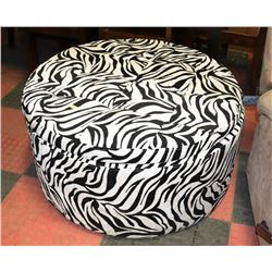 ZEBRA PATTERN FABRIC STORAGE OTTOMAN