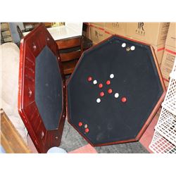 POKER TABLE/BUMPER POOL UNASSEMBLED. SOME WARE.