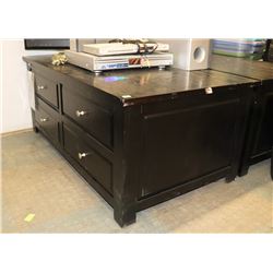 BLACK WOOD LIFT TOP COFFEE TABLE WITH DRAWERS
