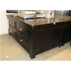 BLACK WOOD LIFT TOP COFFEE TABLE WITH DRAWERS
