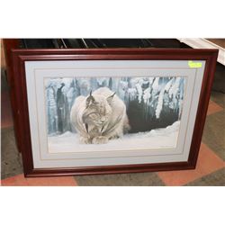 30"X43" ROBERT BATEMAN FRAMED PICTURE DOZING LYNX.