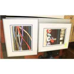 SET OF 2 JAPANESE ART SIGNED FRAMED 13"X17"