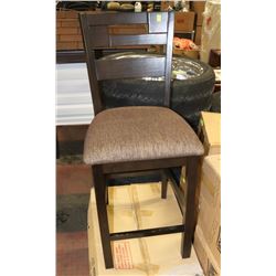 SET OF 4 NEW WOOD AND FABRIC BAR STOOLS
