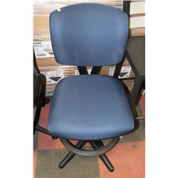 NEW BLUE FABRIC OFFICE CHAIR NO WHEELS AS IS