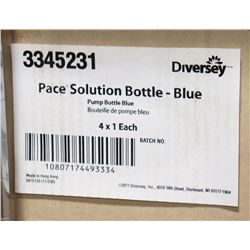 CASE OF 4 DIVERSEY PACE SOLUTION BOTTLES - BLUE.