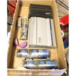 BOX OF ASSORTED STEREO EQUIPMENT