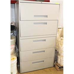 5 DRAWER FILING CABINET WITH DIVIDERS INSIDE.