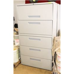 5 DRAWER FILING CABINET WITH DIVIDERS INSIDE.