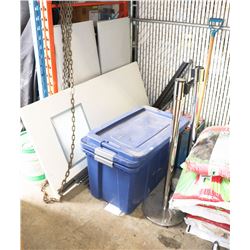 METAL AND WOOD SHELVING SOLD WITH VINTAGE OIL