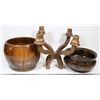 Image 1 : 2 VINTAGE BOWLS WITH WOOD CANDELABRA