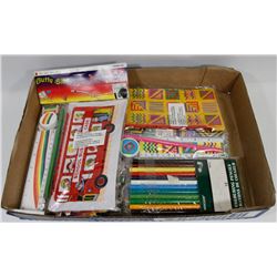 FLAT OF AT LEAST 10 PENCIL CASE SETS W/ 1 PACK OF