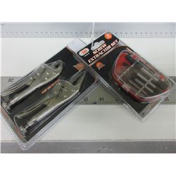New 5 piece Screw Extractor Set & 2 Mini Vise Grips