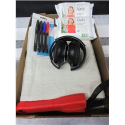Bundle of NEW Assorted Items / Headphones / Pillowcase / Permanent markers