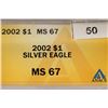 Image 3 : 2002 AMERICAN SILVER EAGLE ANACS MS67