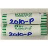 Image 1 : 2-$5 ROLLS OF 2010-P ROOSEVELT DIMES BRILLIANT UNC