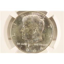 1964-D 90% SILVER KENNEDY HALF DOLLAR NGC MS66