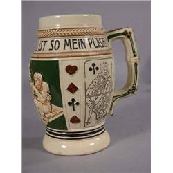 German Mug With Playing Card Motif gambling