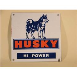 "Husky" Gasoline Sided Porcelain Sign