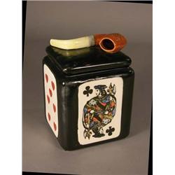Ceramic Humidor With Playing Card Motif