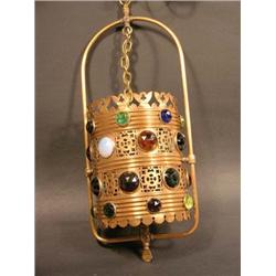 Copper and Brass Jewel Studded Lamp
