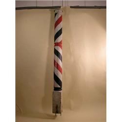 Early Wood Barber Pole With Tin Top