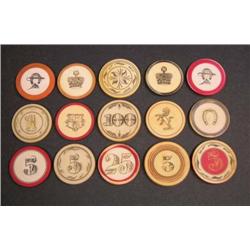 A Set Of 12 Ivory Gaming Chips