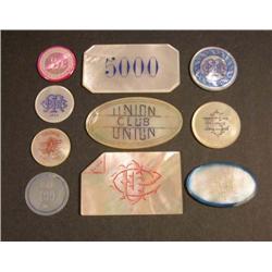 Mother Of Pearl Chips and Markers Gaming Set