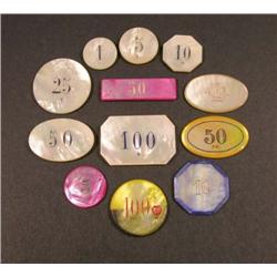 Mother Of Pearl Chips and Markers Gaming Set