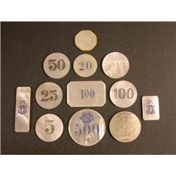 Mother Of Pearl Chips and Markers Gaming Set