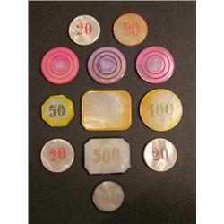 Mother Of Pearl Chips and Markers Gaming Set