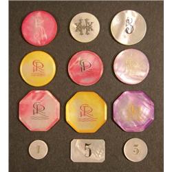 Mother Of Pearl Chips and Markers Gaming Set