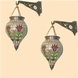 Pair Leaded Glass Apothecary Globes
