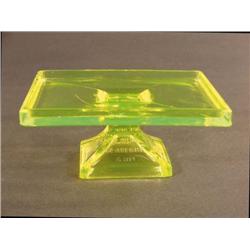 Clarks Teaberry Vaseline Glass Gumtray